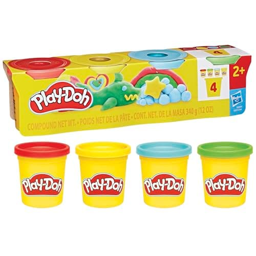 Play-Doh 4 Classic Colors, Set of Modeling Compound 3 oz x4, Manual Activity and Artistic Creations, Play-Doh Creative Kits for Kids