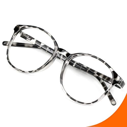 VisionGlobal Anti-Fog Blue Light Blocking Glasses for Women Men, Stylish Oval Frame (Leopard, No Magnification)