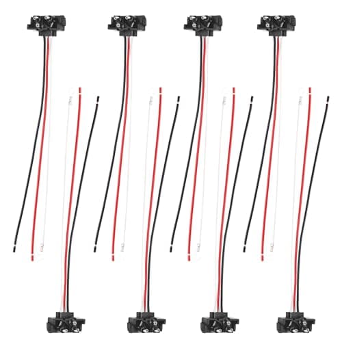Ponzkoe 8PCS 3 Pin Trailer Light Pigtail Harness, 3 Prong PL-3 Plug 9.6" 18AWG Wire, Right Angle Molded Connector for 4" Round & 6" Oval LED Stop Turn Tail Brake Backup Lights, Truck Trailer RV 12V
