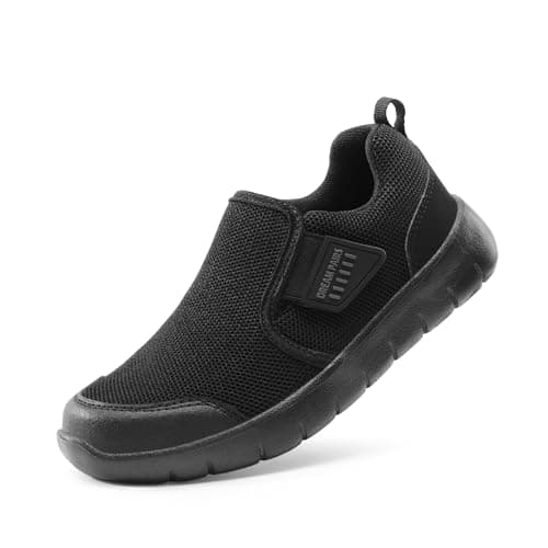 DREAM PAIRS Boys Girls Shoes Kids Slip on Tennis EZ-Ons MightyMovers Running Athletic Barefoot Zero Drop Sports Sneakers,Size 10 Toddler,All Black,Luca