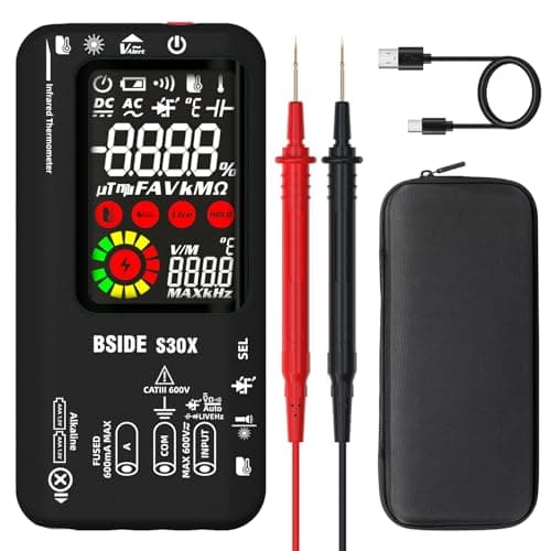 BSIDE Smart Digital Multimeter Infrared Thermometer Rechargeable 9999 Counts Voltmeter, D:S=12:1, Measure High/Low Voltage Diode, Capacitance Amp Tester for HVAC LED Electronic Automotive Electrician