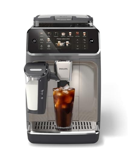 Philips 5500 Series Fully Automatic Espresso Machine, LatteGo Milk System, Integrated Grinder, 20 Hot & Iced Coffee Pre-Sets, Quick Start, SilentBrew, 15-Bar Pressure, Black Chrome (EP5544/94)