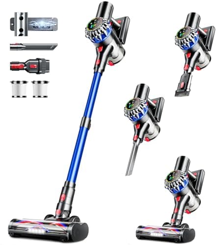 HFFLH Cordless Vacuum Cleaner, 550W 45Kpa 65Mins Stick Vacuum with Self-Standing, Touch Screen, Anti-Tangle Rechargeable Wireless Vacuum, Vacuum Cleaners for Home/Pet Hair/Carpets/Hardwood Floor