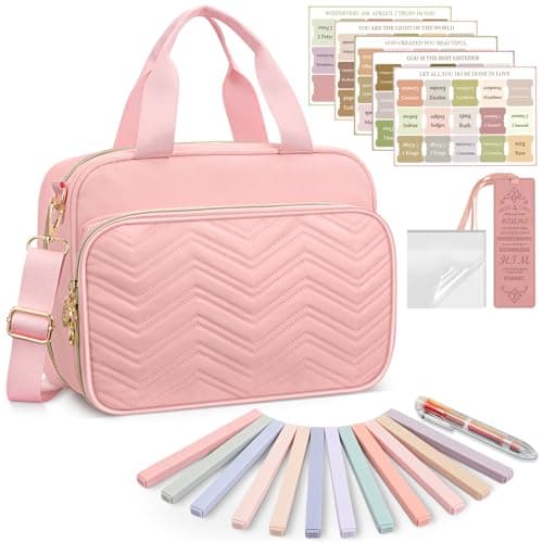 FINPAC Large Bible Cover Case for Women, Bible Bag Study Supplies Kit