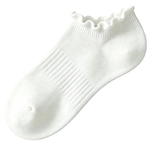 Fandecie No Show Socks Womens Low Cut Non Slip Ruffle Ankle Socks 6 Pairs