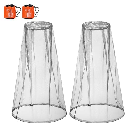 Eboot 2 Pack Mosquito Head Nets Mesh with Drawstring Breathable Ultra Large Bug Net for Head Outdoor Lovers Protect from Fly Screen Mosquito Gnat and Other Flies(Gray)