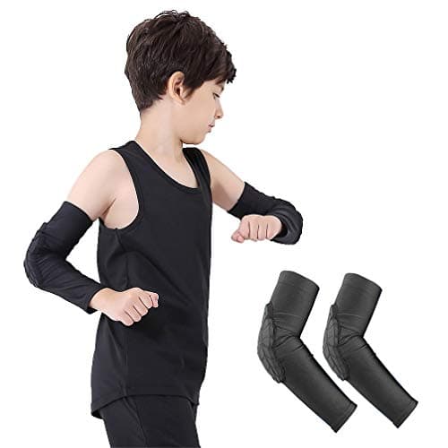 Luwint Children Volleyball Arm Pads - Boys & Girls Compression Armour Protective Elbow Guard for Football Basketball Baseball Bowling Tennis Hockey Sports, 1 Pair (Large)