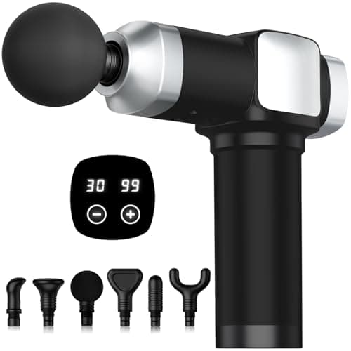 CAMEFER Deep Tissue Massage Gun, Portable Percussion Electric Muscle Massager for Pain Relief, Handheld Massagers with 30 Speeds & 6 Attachments for Back and Neck, Gifts for Men Women