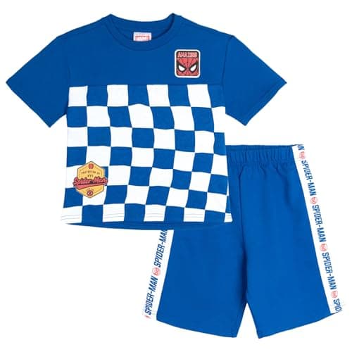 Marvel Spider-Man Little Boys' 2-Piece T-Shirt and Shorts Set Blue White 6