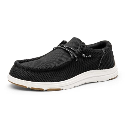 Bruno Marc Men's Arch Support Casual Slip-on Shoes Loafers for Men Non Slip Comfortable Boat Shoes,Size 9,Black/White,SBLS2302M