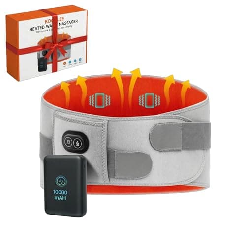 Cordless Heating Pad with Massager for Back Pain Relief, 10000mah Portable Lower Back Massager 63" Large Heating Pad for Cramps with 3 Heat 3 Vibration, Gifts for Women Men Mom Dad Seniors