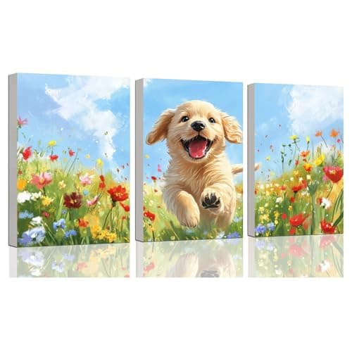 3 Piece Paint by Numbers Kit for Kids Easy Kid Paint by Number Kits Ages 8-12 Dog DIY Painting Kits for Kids Age 4-8 Beginner Paint by Number Canvas with Frame Children Color by Numbers Kit 8x12 Inch