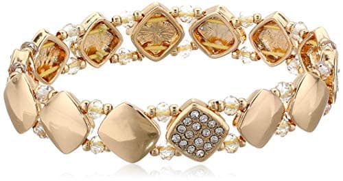 Nine West Women's Crystal Stretch Bracelet Gold Tone