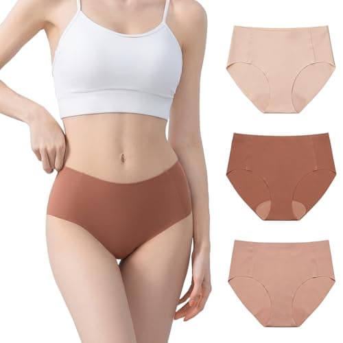 Seamless Underwear for Women No Show Hipster Panties Mid Rise, 3 Pack