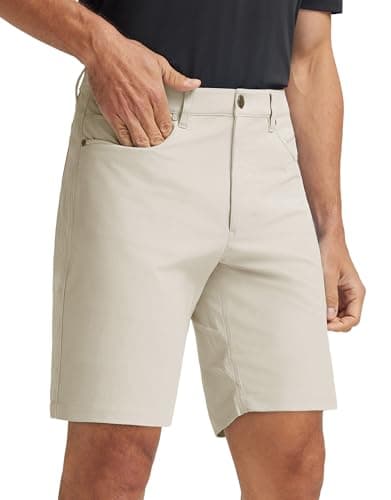 M MAELREG Men Golf Shorts Quick Dry Fit Stretch Casual Flat Front Dress 5 Pockets 9'' Work Shorts for Men Light Khaki