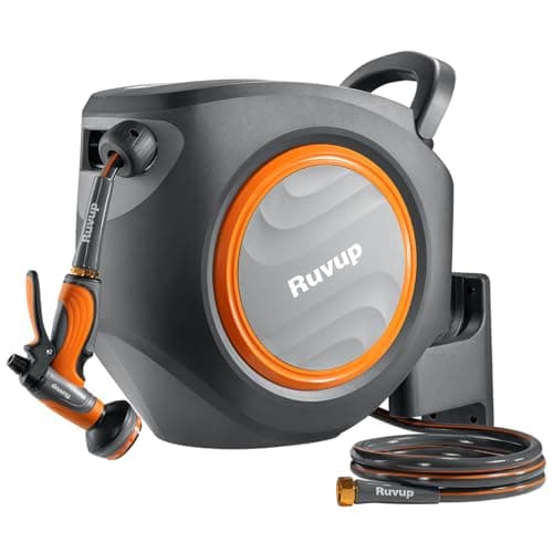 Ruvup Garden Hose Reel 5/8"x100ft Retractable Water Hose With Metal Bracket