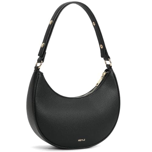 Keyli Small Purses Half Moon Clutch Crescent Bags for Women, Trendy Simple Leather Shoulder Bag Handbags Crossbody Purse Black