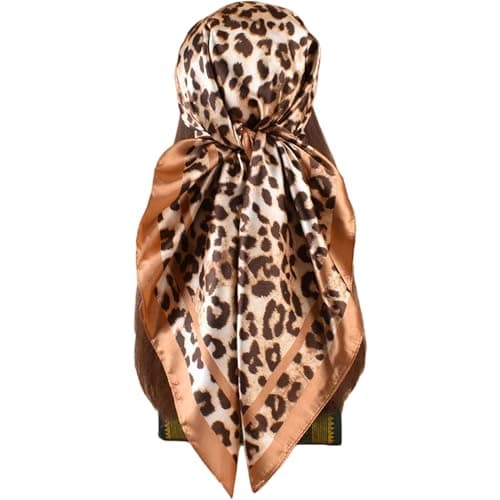 VJHX Head Scarf Hair Neck Scarves for Women Leopard Cheetah Purse Bag Scarfs for Handbag Silky Satin Square Headscarf Fashion Hair Bandanas (MF589 camel)
