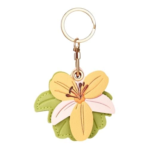 Lily-Shaped Leather Keychain Holder Case for AirTag