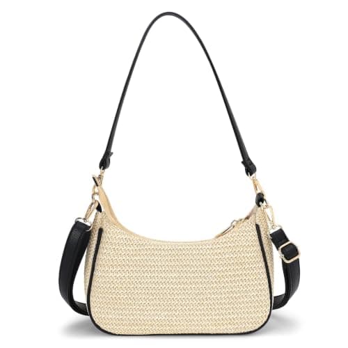 BBORGDC Straw Shoulder Bag for Women – Summer Woven Colorful Stripe Purse, Lightweight Casual Straw Bag for Vacation & Daily Wear