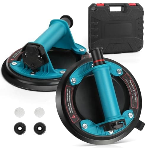2 Pack Glass Suction Cups to Lift Large Glass, Heavy Duty Vacuum Suction Cups for Granite Lifting & Window Replacement, 8" Industrial Suction Cup 350 lbs Load Capacity with Carrying Case