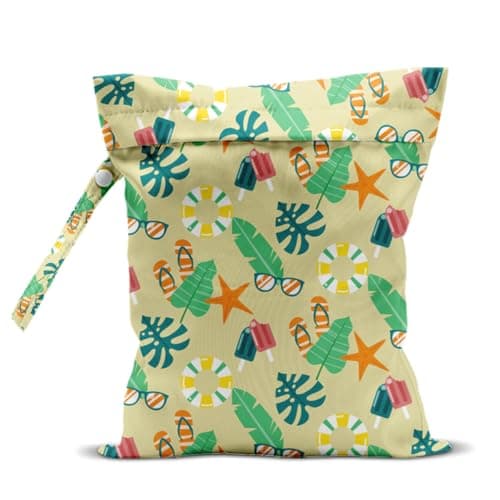 zcyxuuw Wet Bag, Wet Dry Bag, Waterproof Swim Bags, Machine Washable Reusable Bags for Beach, Pool, Diapers, and Dirty Yoga Gym Clothes(Palm Leaf, Starfish & Beach Vacation Pattern