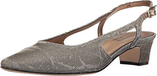 VANELi Womens Aliz Metallic Round Toe Slingback Pumps Dress Casual Low Heel 1-2" - Silver - Size 11 M