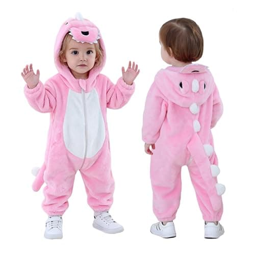 Toddler Dinosaur Costume, Baby Hooded Animal Romper Jumpsuit for Dress Up