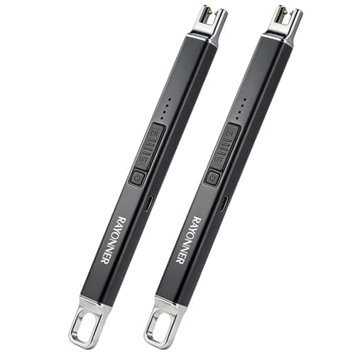 RAYONNER Electric Candle Lighter USB Plasma Arc Windproof, 2 Pack, Black