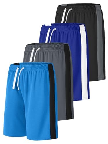 Resinta 4 Pack Boys Shorts Boys Athletic Basketball Shorts Boys Mesh Quick Dry Shorts Soccer Shorts Gym Clothes for Summer