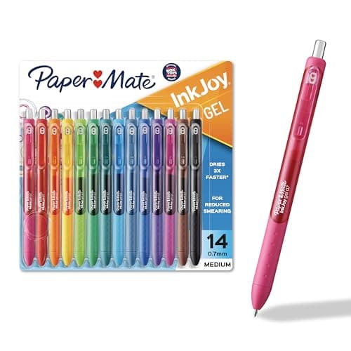Paper Mate InkJoy Gel Pens, Assorted, Medium Point (0.7mm), 14 Count - Smooth Writing, Back to School, Teacher Supplies, Journaling, Note-Taking, Doodling