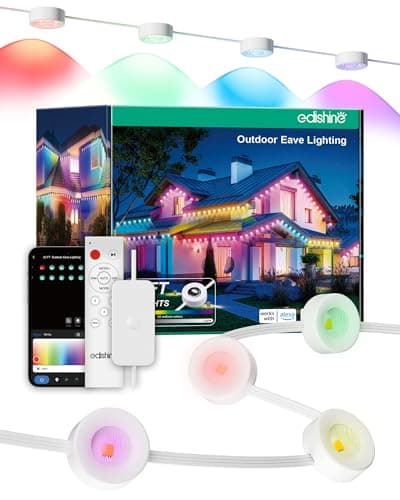 EDISHINE 60ft Permanent Outdoor Lights, 40 RGBW LED Lights Outdoor with App/Remote Control, 50 Scene Modes for Daily and Accent Lighting, IP67 Waterproof Smart Outdoor Lights
