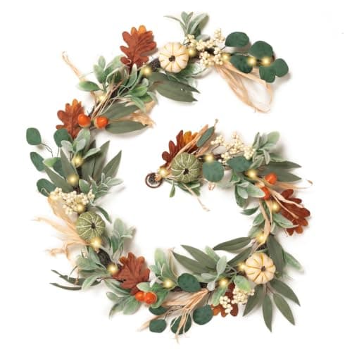 Valery Madelyn 6ft Fall Garland for Mantle with Pumpkins