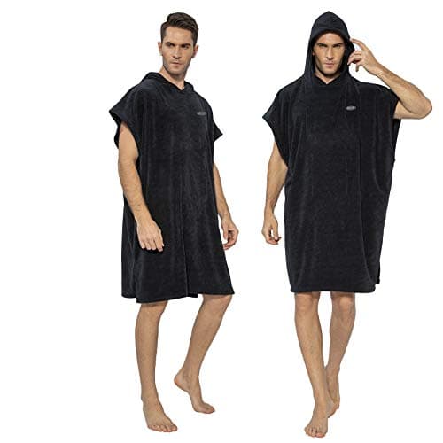 MWTA Drift Hooded Surf Poncho Towel Changing Robe, Onyx Black