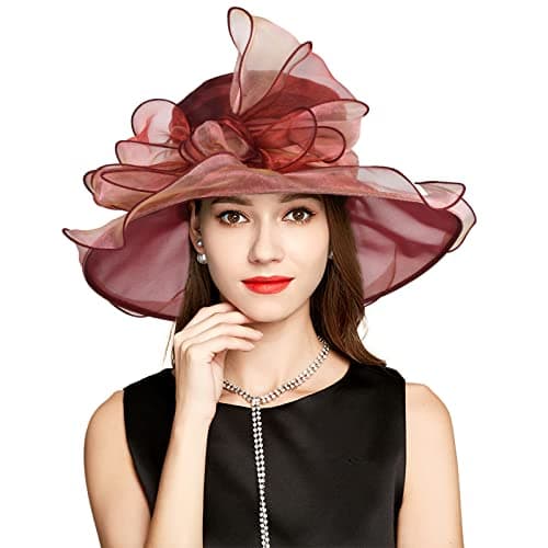 2026 Derby Hats for Women Ladies, Classy Organza Church Tea Party Wedding Kentucky Fascinator Hat UV Protection Sun Hats