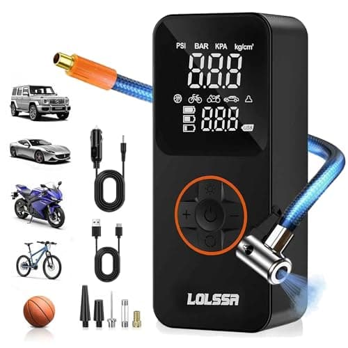 Tire Inflator Portable Air Compressor-Air Pump 150PSI Cordless Electric for Car, Motorcycle, Bike, Ball, with Tire Gauge Pressure,Dual-Use Type