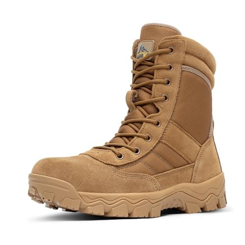 NORTIV 8 Men's Tactical Military Work Boots Side Zipper Outdoor Motorcycle Combat Boots 8 Inches 2.0 Trooper-pro,Size 8.5,Coyote,TROOPER-PRO