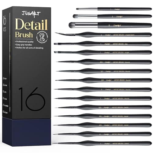 JusArt 16 Pcs Fine Paint Brushes for Detail, Set with Case Holder