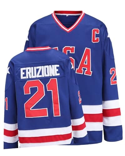 PRIMITAS Hockey Jersey of USA 1980 Olympic Team Jerseys #21 Mike Eruzione Stitched Letters and Numbers White S-XXXL