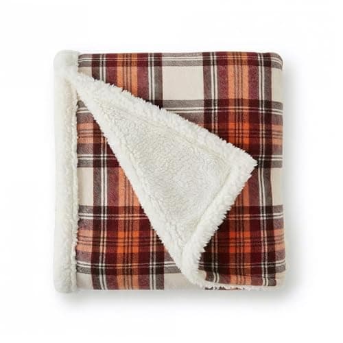 Eddie Bauer - Sherpa Throw Blanket for Couch 50x60 – Ultra Soft Reversible Fleece & Plush Sherpa Blanket, Warm Cozy Plaid Throw Blanket for Sofa, Bed, Living Room, Cabin Decor