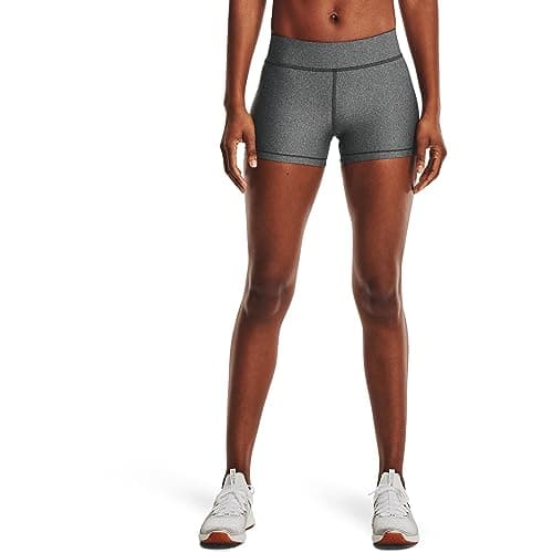 Under Armour Womens HeatGear Armour Mid Rise Shorty , Charcoal Light Heather (019)/Black , Large