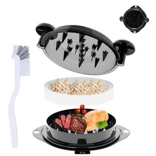Chicken Shredder Tool Twist Large Chicken Breast Shredder Tool-Meat Shredder Meat Masher for Chicken Ground Beef Pork with Up-grated Stainless Steel Spikes Kitchen Gadgets Essentials (Black&Black)