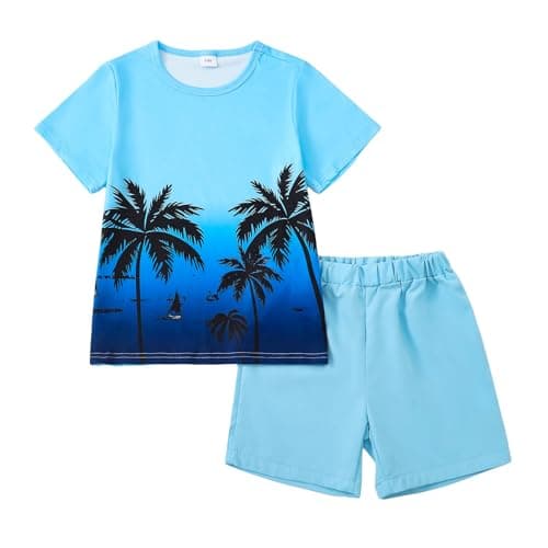 KIMI BEAR 13 Boys Clothes Summer Kid Boy Hawaiian Outfits Summer Tropical Print Print T-Shirt Tops Tee Shorts Sets Hawaiana Clothes 14 Years Old Boy Clothes