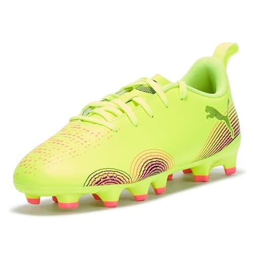 PUMA, Unisex-Child, Future 8 Play Firm, Artificial Ground Soccer Cleats, Yellow Alert-PUMA Black-Sun Struck, Big Kid 12
