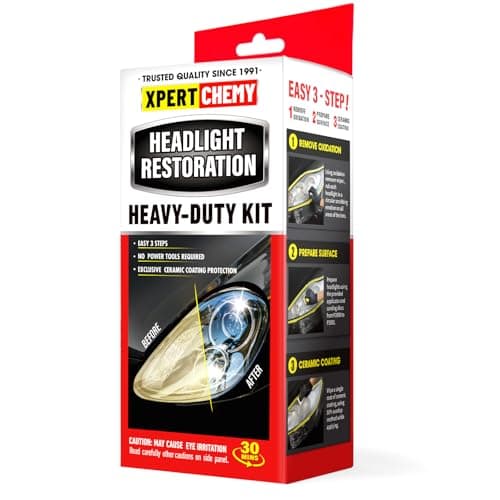 XPERTCHEMY Headlight Restoration Kit-Headlight Cleaner Removing The Heavy-Duty Yellowing, Clouding and Stains, Even Buffs Out Unsightly Hairline Scratches,No Power Tools Needed