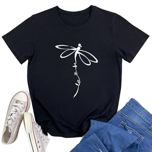 YITAN Women Graphic Shirts Cute Tees Tops Black XX-Large