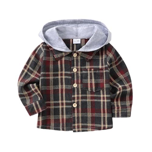 KIMI BEAR 12-18 Months Boy Clothes Fall Plaid Flannel Button Down Shirt