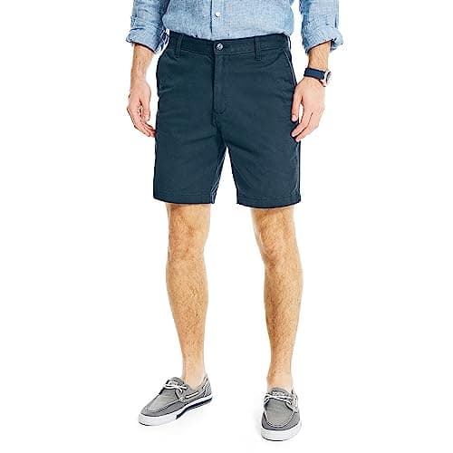 Nautica Men's Classic Fit Flat Front Stretch Solid Chino 8.5" Deck Shorts, True Navy, 38W
