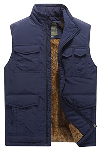 Yoinlia Men's Winter Warm Fleece Lined Padded Vest Sleeveless Jacket Navy M