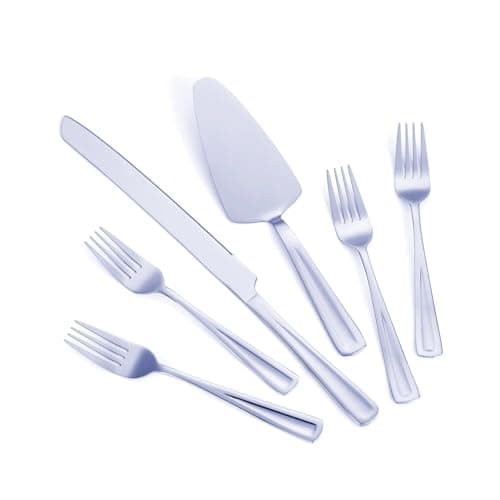 GoGeiLi 6-Piece Cake Serving Set, 13-inch Wedding Cake Knife and Server with 4 Dessert Forks, Premium 18/0 Stainless Steel, Elegant Mirror Finish, Dishwasher Safe